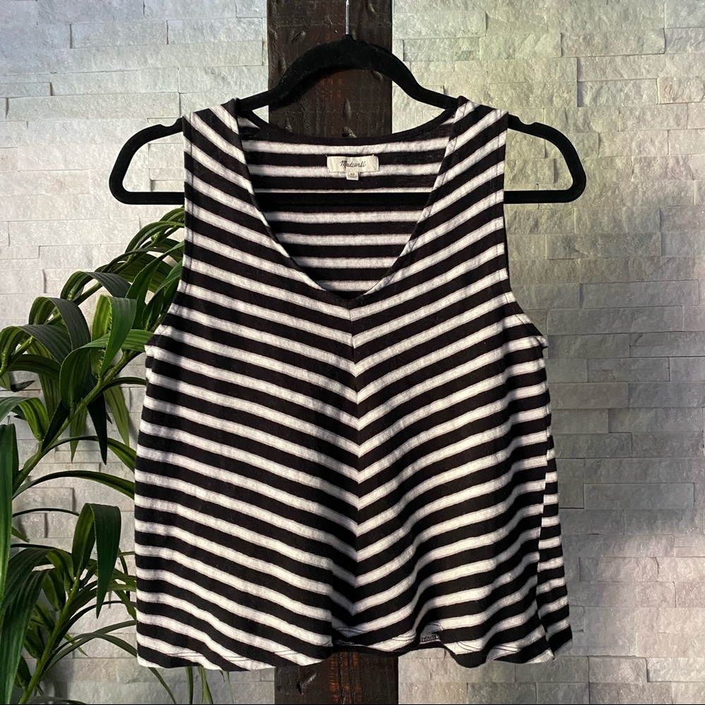 MADEWELL Swing Black Grey White Cotton Linen Tank Top Size XS
